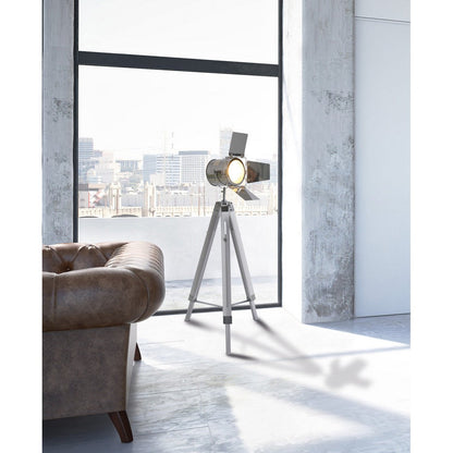 Staande Lamp Driekbende Metaal Wit E27 Hoog 100 Tot 140 Cm
