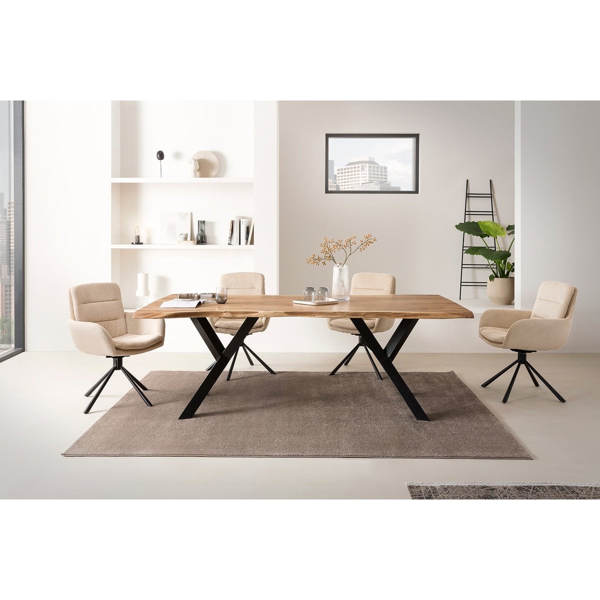 Fauteuil corduroy look beige 60x64x89 cm