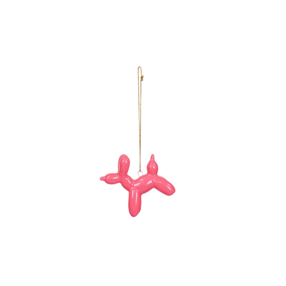 Kerstornament ballon hond keramiek roze 6,5x3x6 cm
