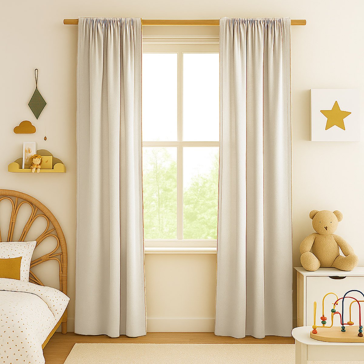 Witte biologische katoenen gaasgordijnen