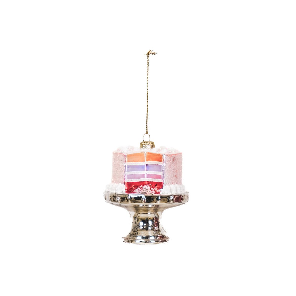Kersthanger taart glas roze 9x11 cm