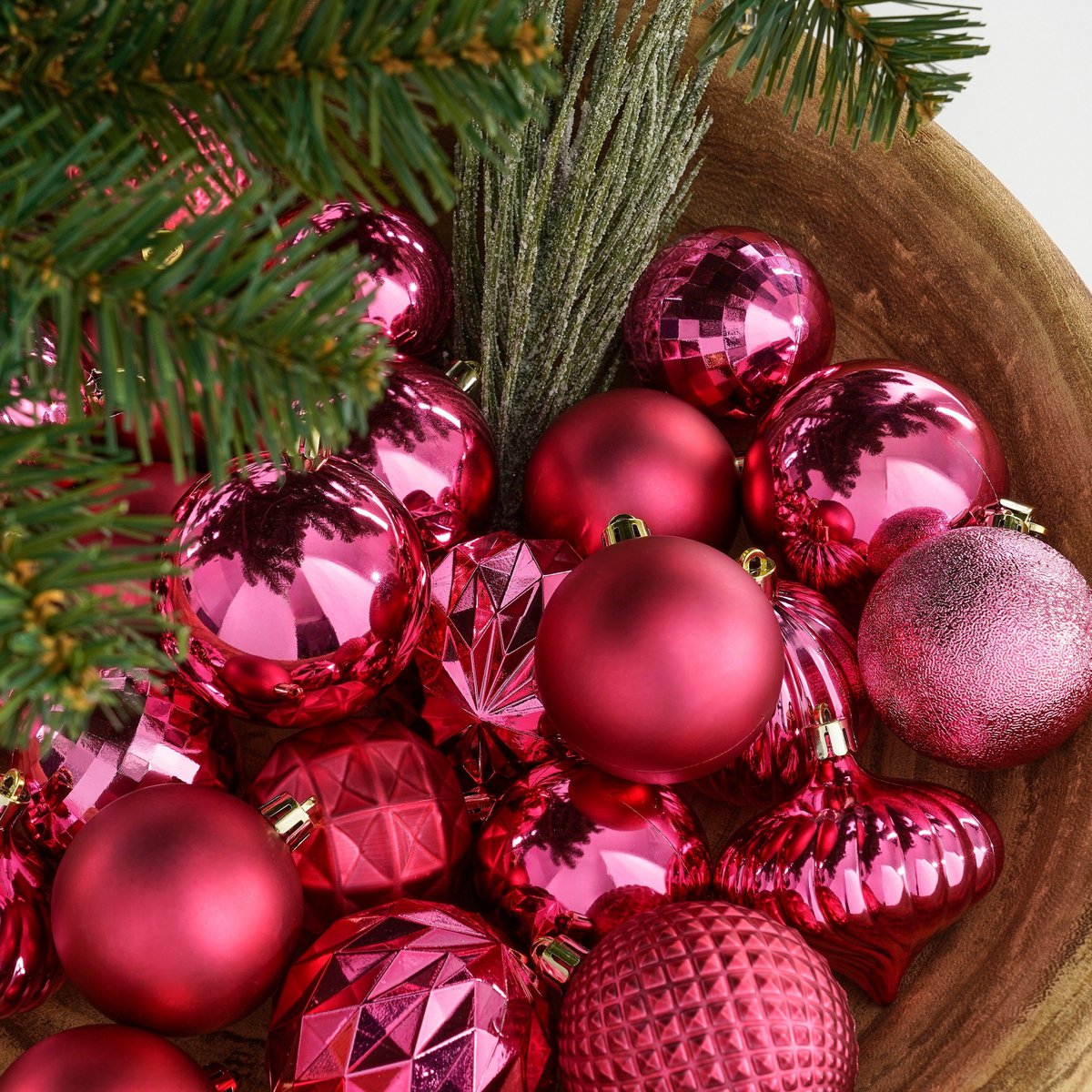 Kerstballen set  Fuchsia