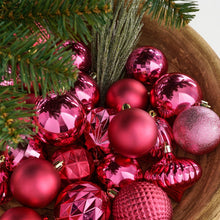 Kerstballen set 60 stuks 7 cm fuchsia