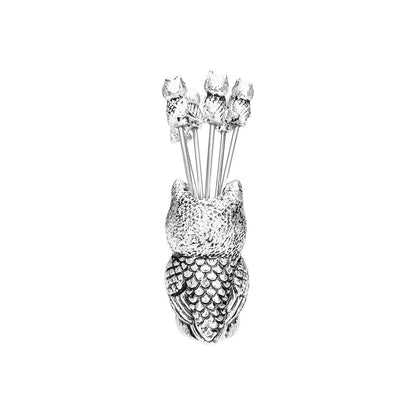 Aperitief spikes uil zilver hars