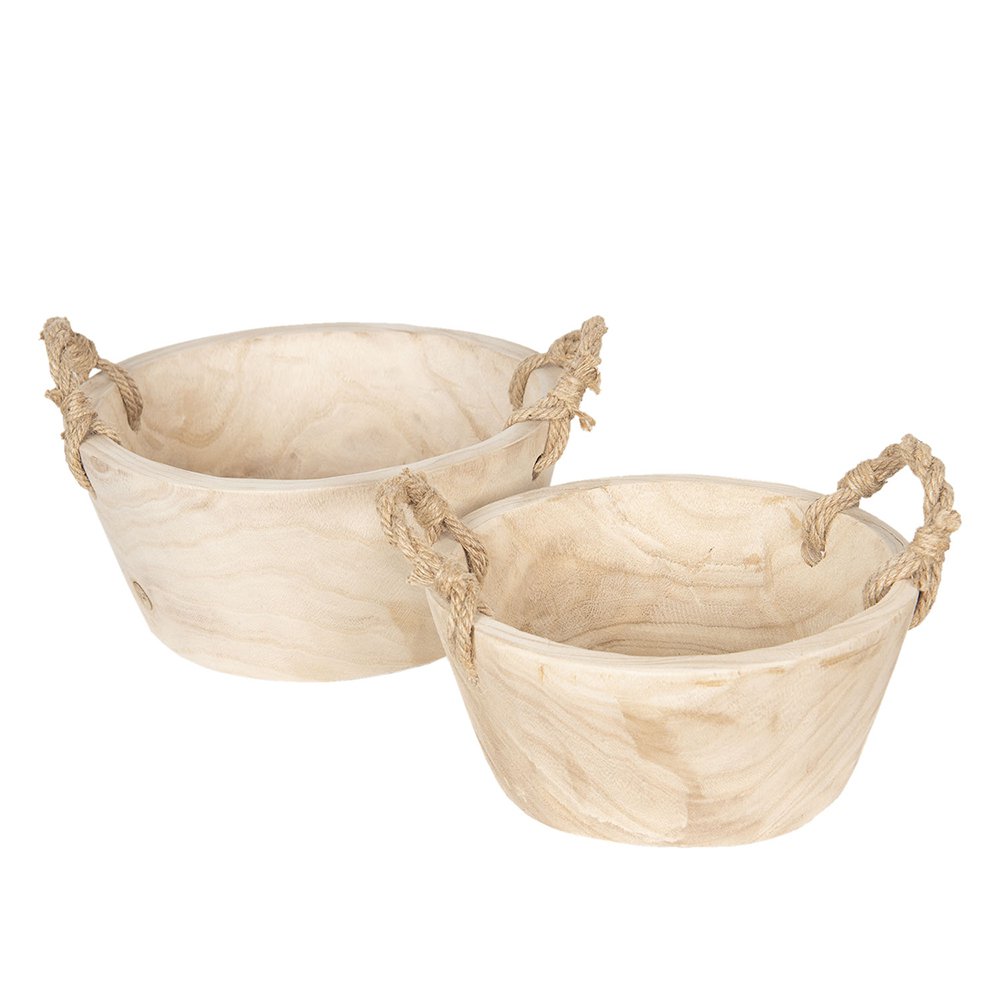 Opbergmand set van 2 Ø 36/29 cm beige hout
