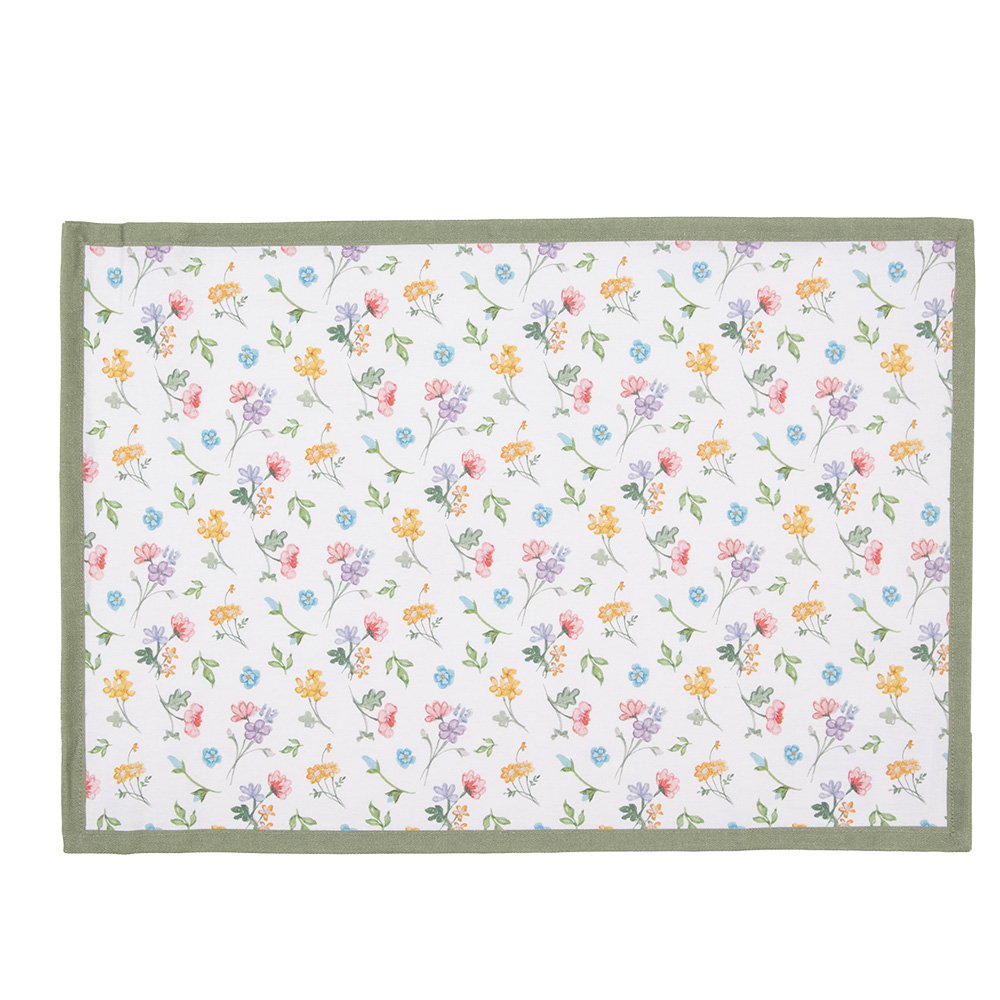 Placemats set van 6 48x33 cm wit groen
