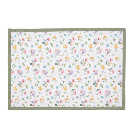 Placemats set van 6 48x33 cm wit groen