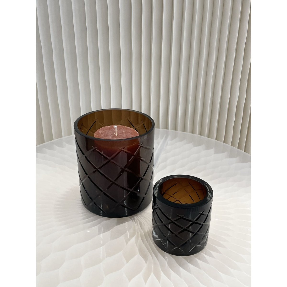 Windlicht 14 cm glas bruin
