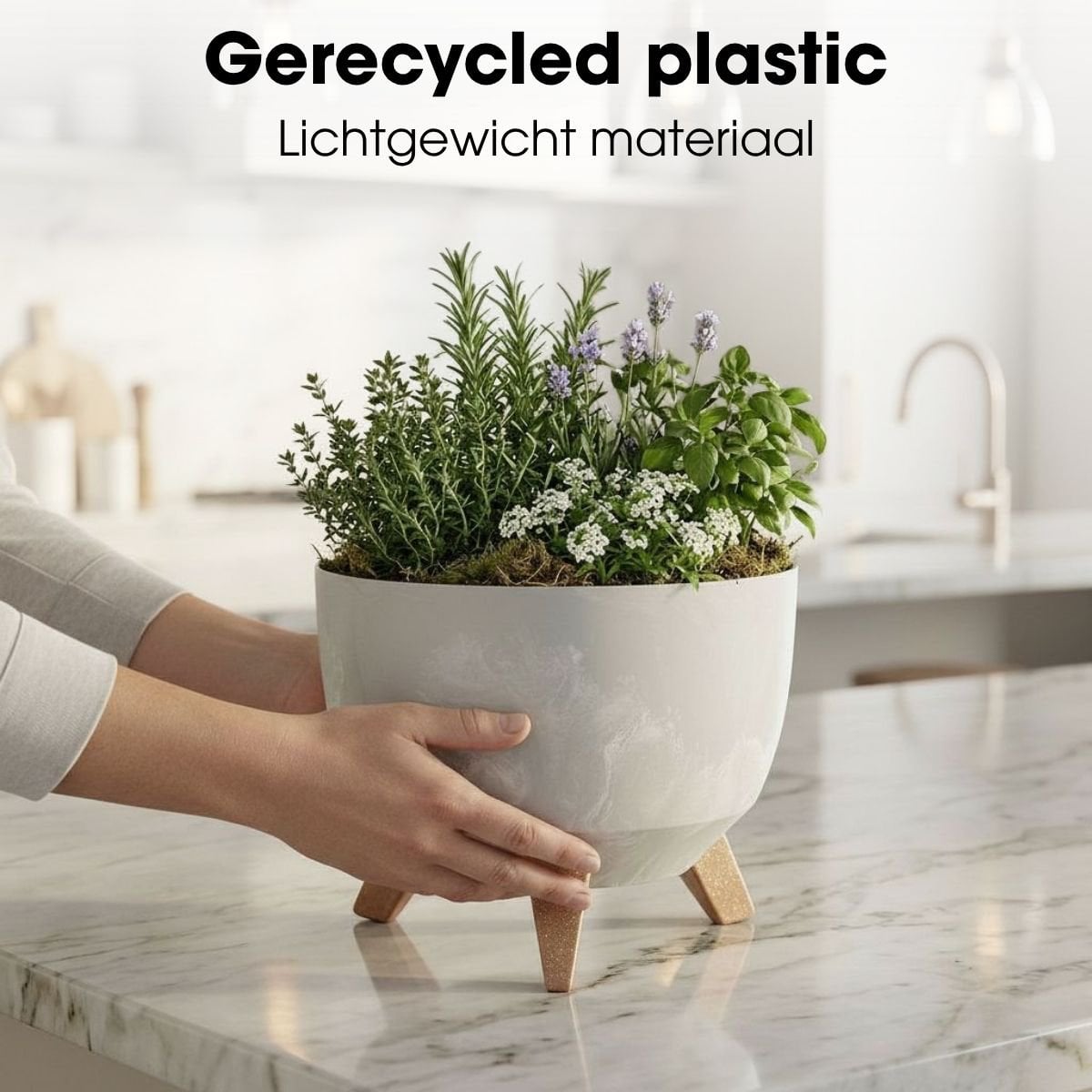 Plantenbak 29x18.5 cm grijs gerecycled plastic