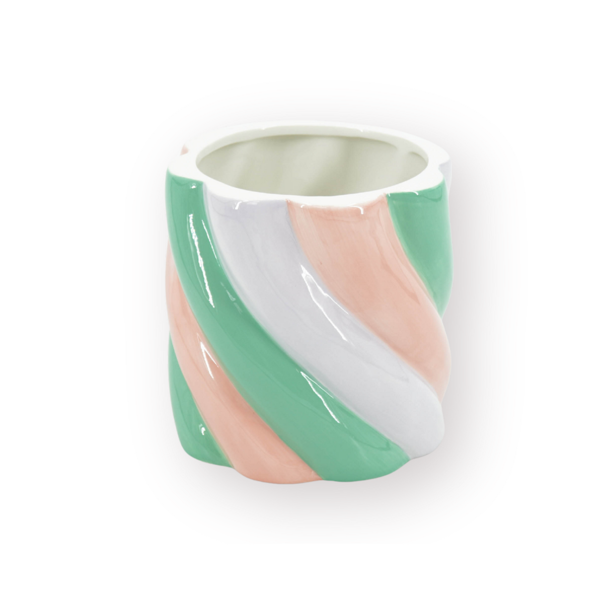 Bloempot 15,5x15,5x16 cm roze groen
