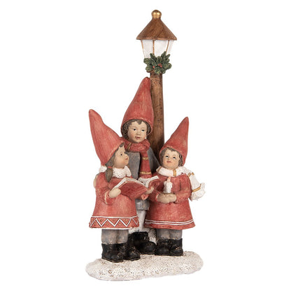 Kerstdecoratie beeld kinderen 11x8x21 cm rood kunststof