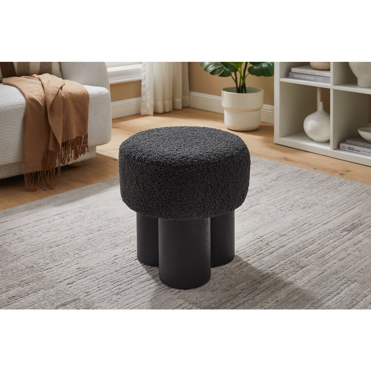 Pouf Ø 50 cm black/grey