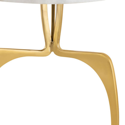 Bijzettafel Metaal Rond Met Marmerblad Zilver Of Goud