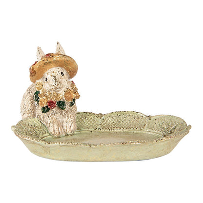 Decoratieschaal konijn 14x12x8 cm beige kunststof