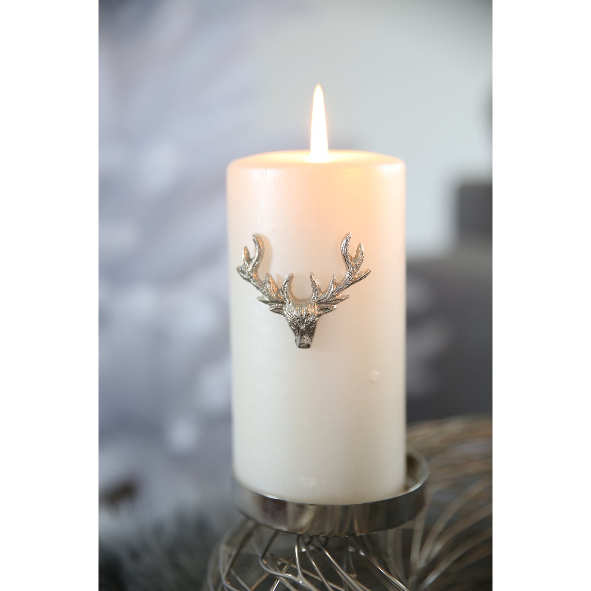 Kandelaars set van 3 eland aluminium zilver 4,5 cm