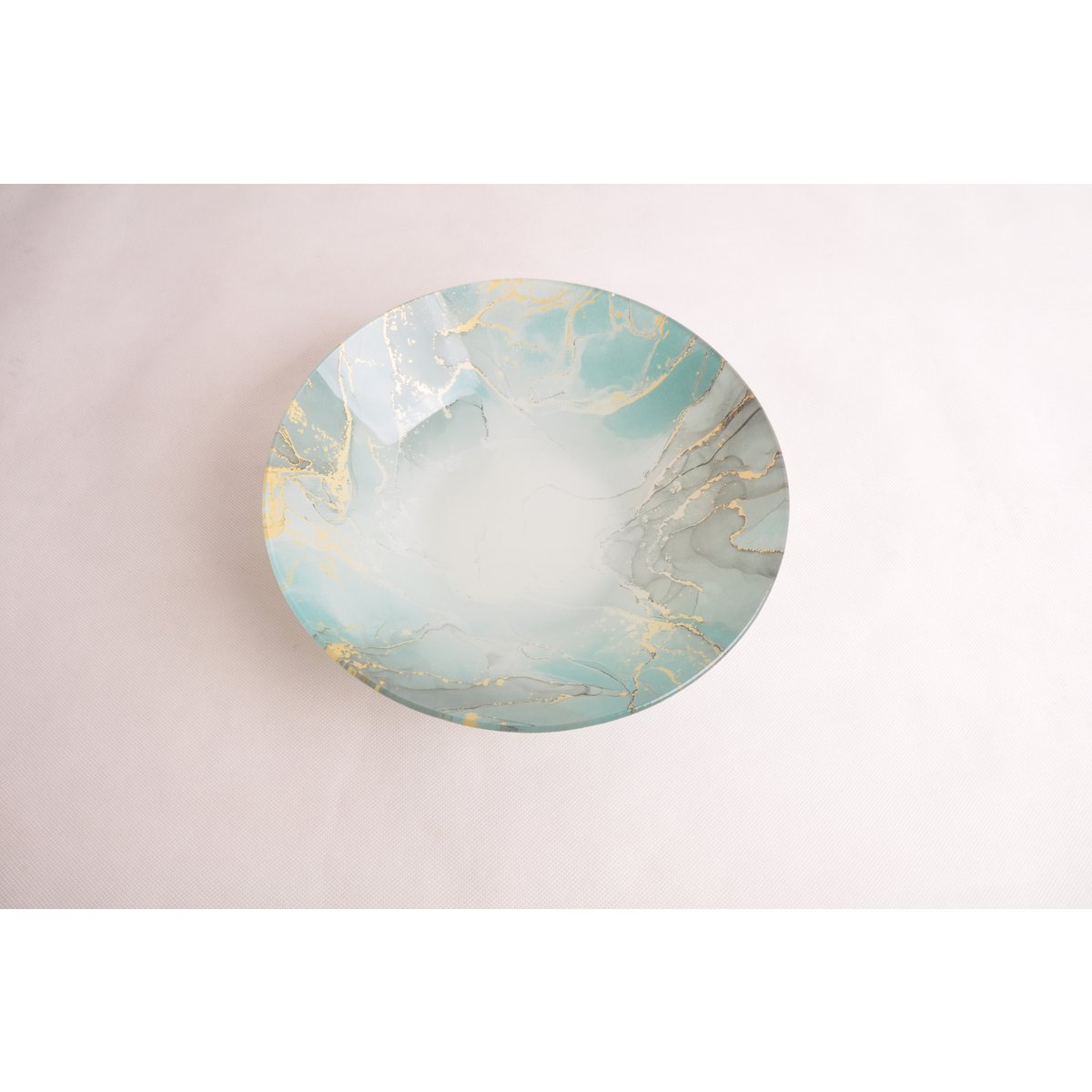 Saladier 25 cm blauw goud glas