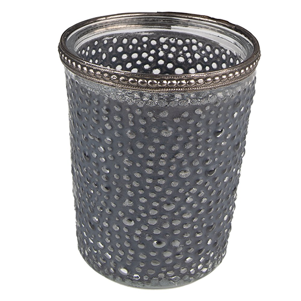 Theelichthouder glas Ø 6x7 cm grijs