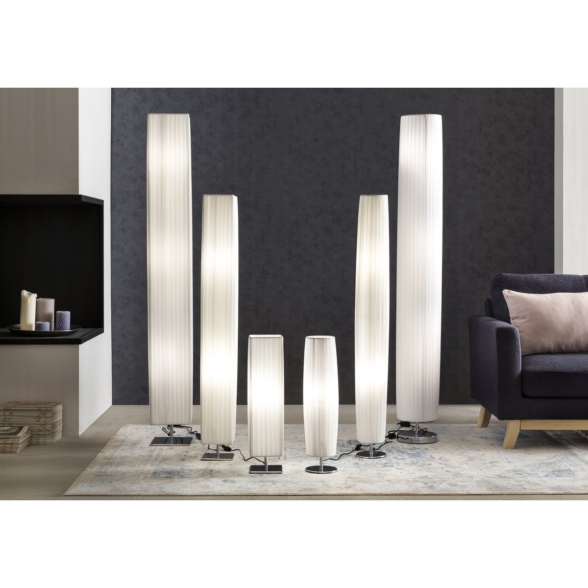 Vloerlamp 120 cm vierkant wit, chroom