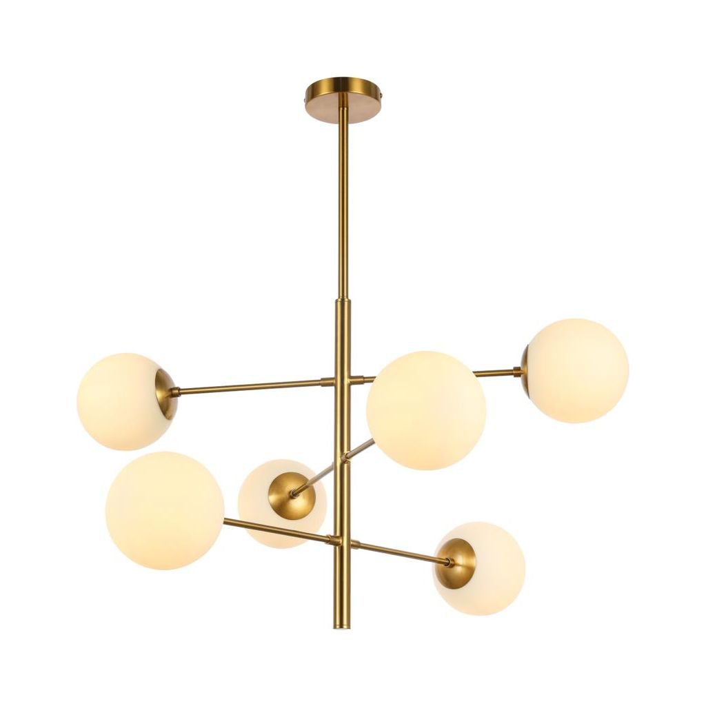 Pendant Lamp Nepal White Gold Six Light Modern Chandelier