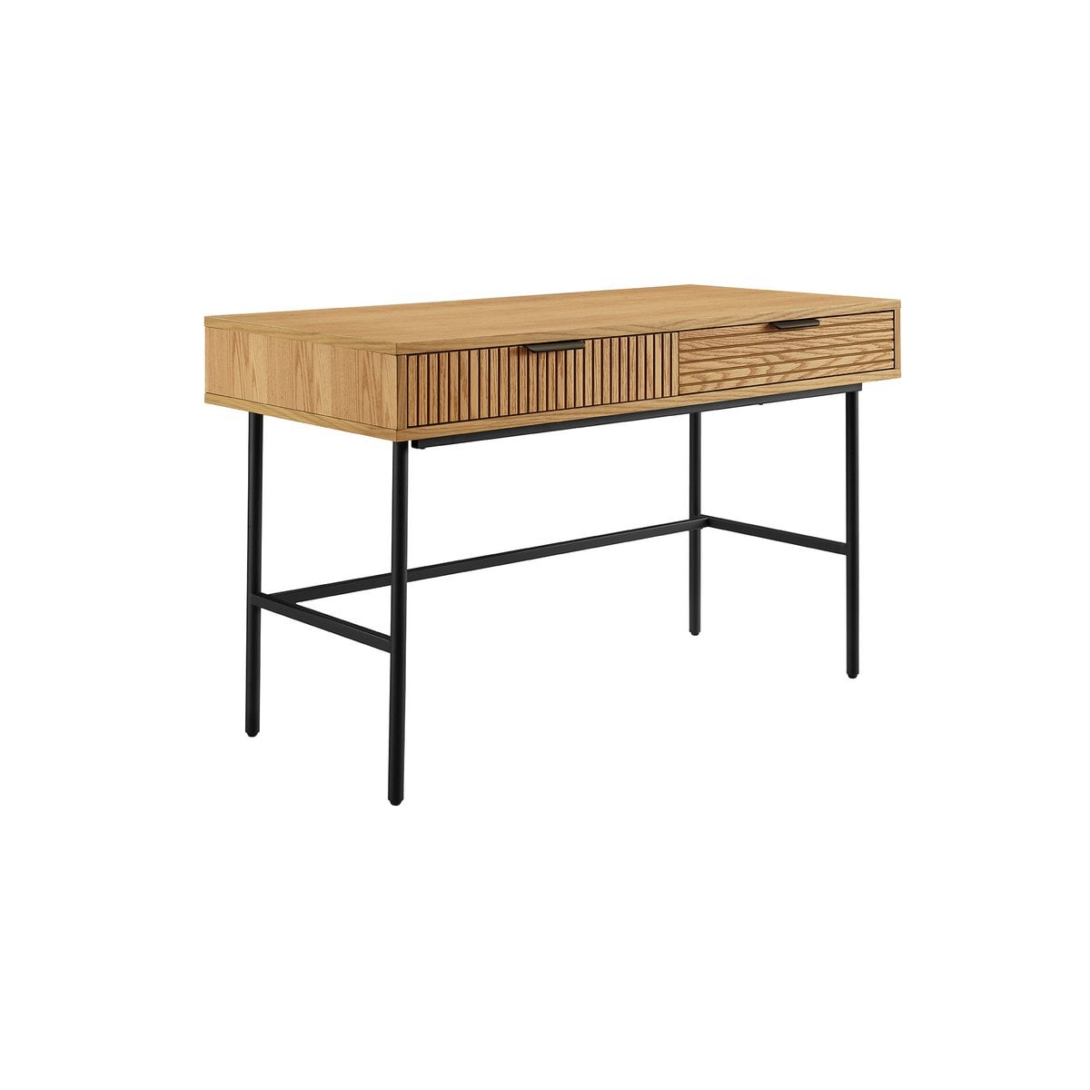 Bureau 120x60x75 cm eikenfineer zwart metaal