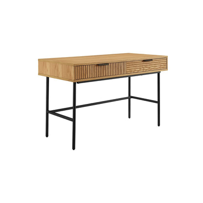 Bureau 120x60x75 cm eikenfineer zwart metaal