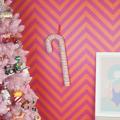Kerstdecoratie snoepstok 52 cm schuim wit