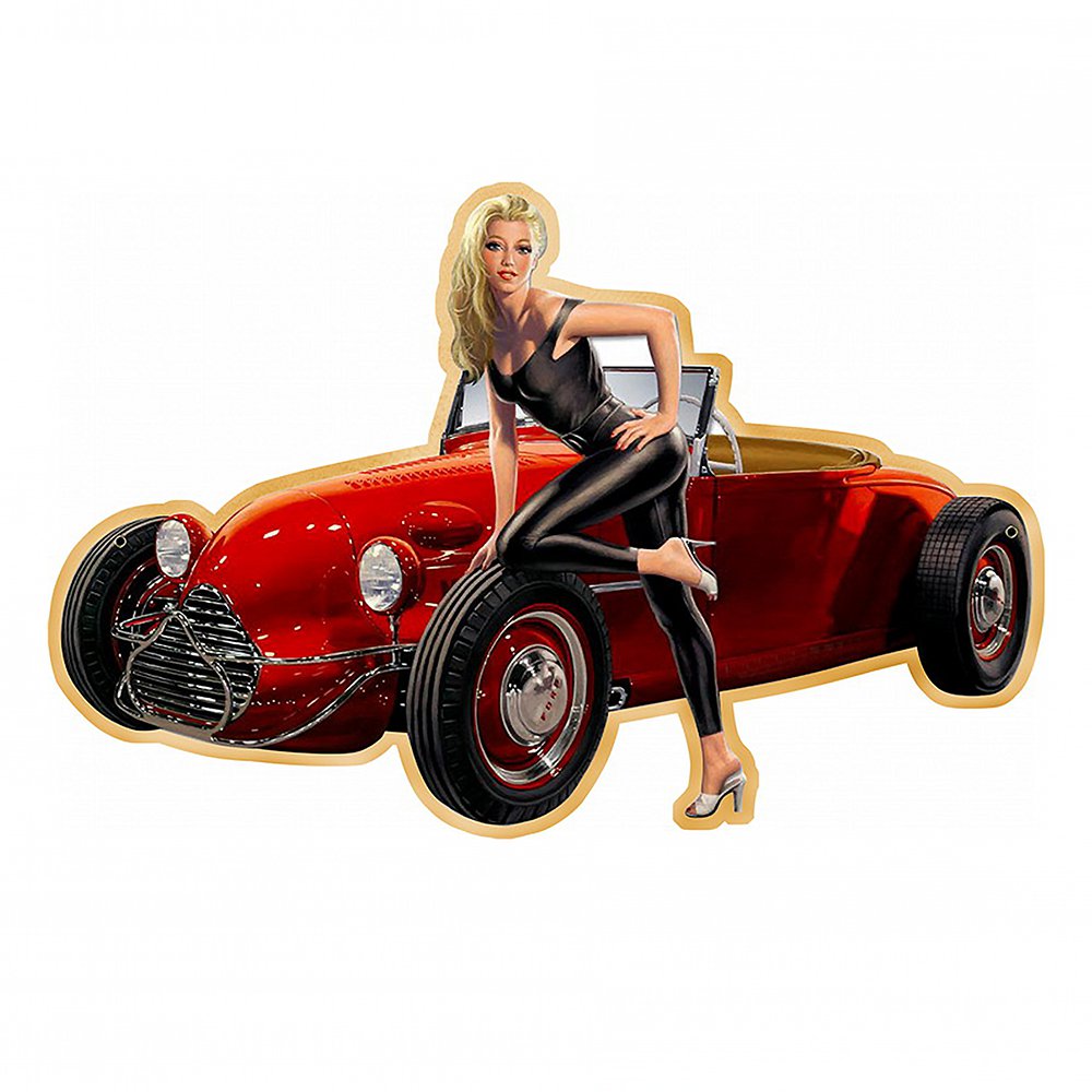 Text plate 41x27 cm Red Iron Car Wall Plate