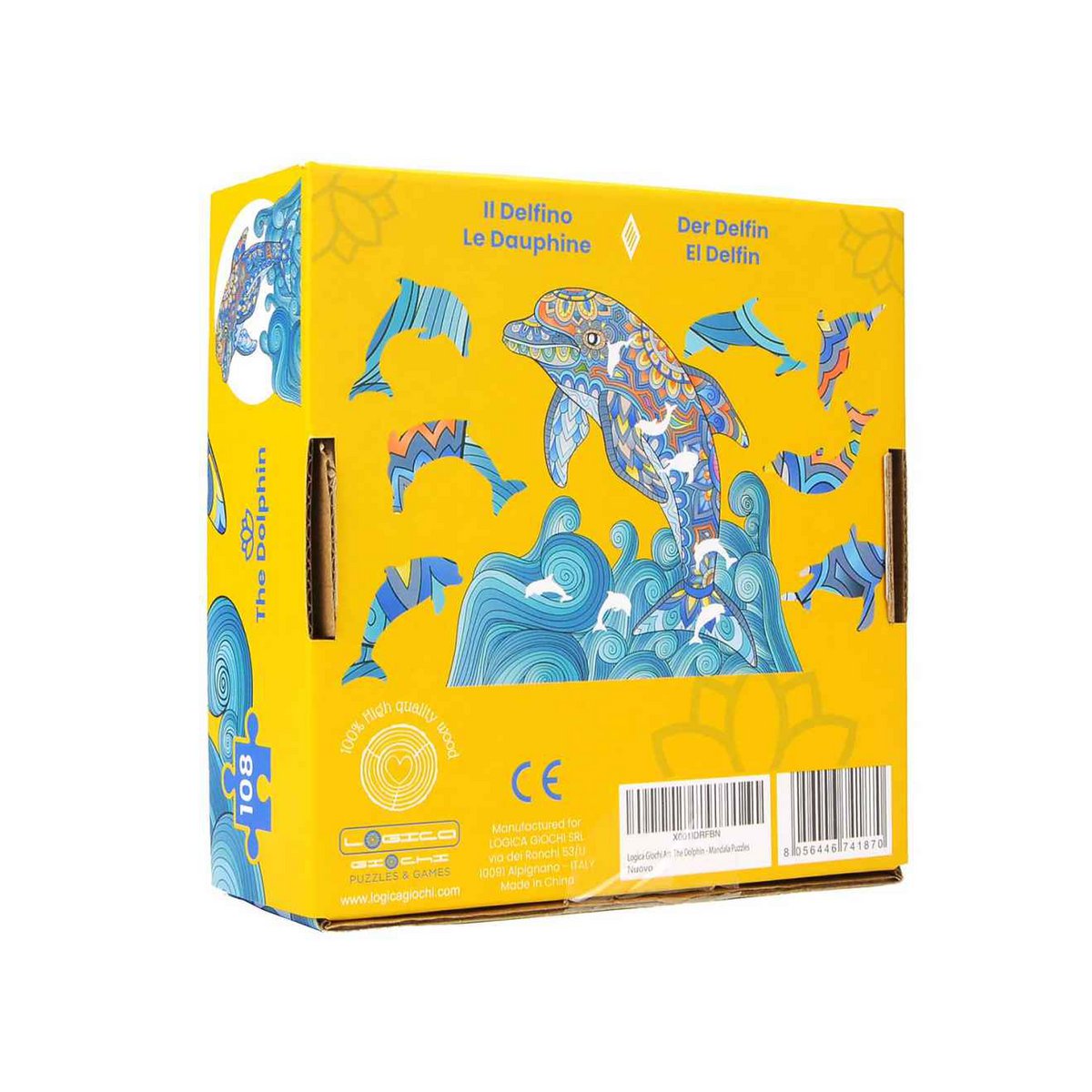 Logica Giochi Wooden Mandala Puzzle Dolphin, 28.4x26 cm