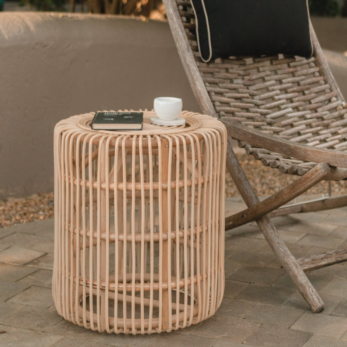 Rotan Bijzettafel ALAMAYA 50 Cm Doorsnede 55 Cm Hoogte