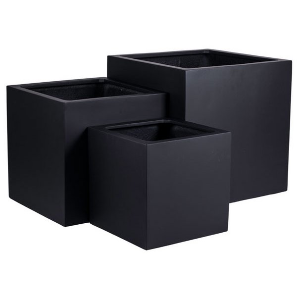 Plantenbak fiberstone 40x40x40 cm zwart