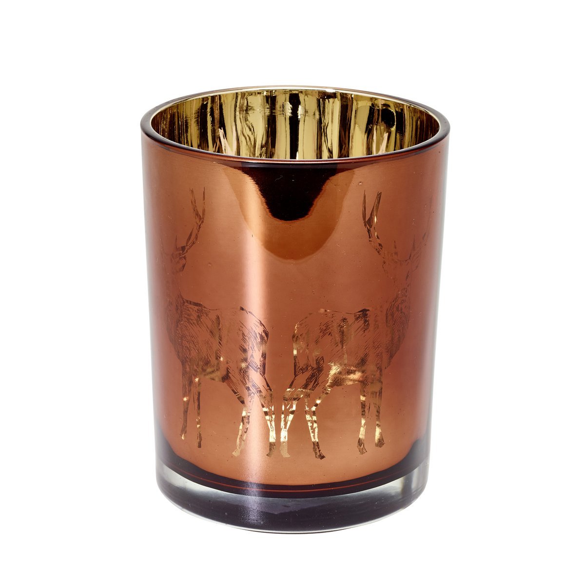 Theelichthouder EDZARD 10 cm zilver glas hout