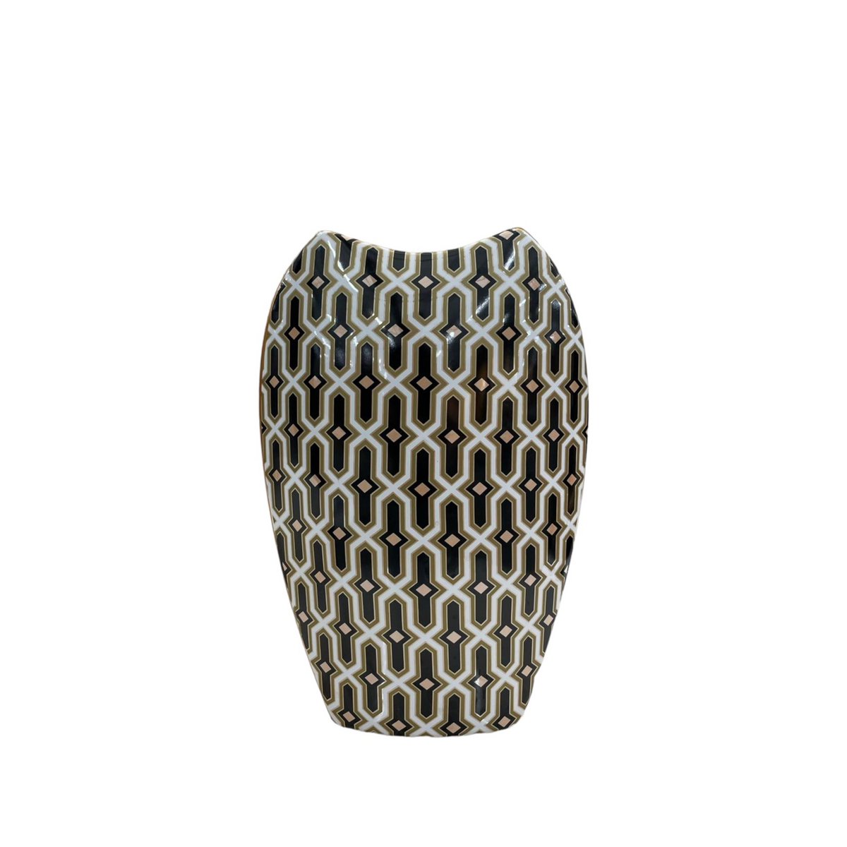 Vaas 33x22 cm porselein zwart goud roze
