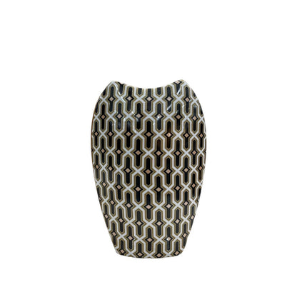 Vaas 33x22 cm porselein zwart goud roze