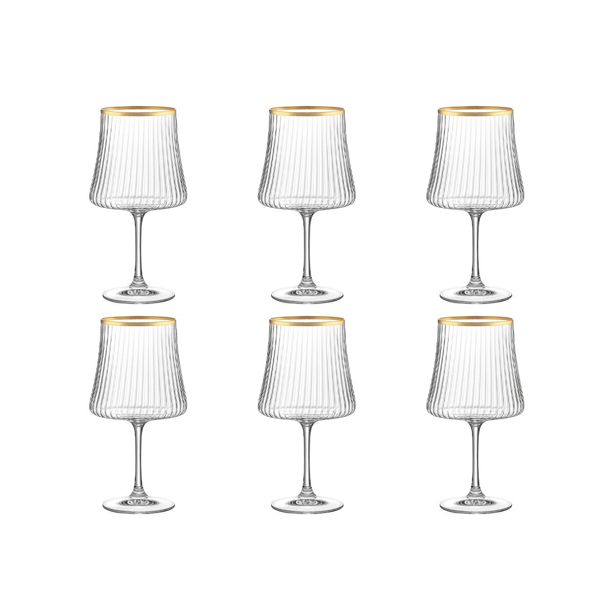 Wijnglazen 360 ml set van 6 vergulde rand