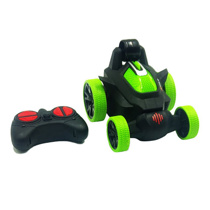 Stuntauto groen zwart 13.5x11.5x9.5 cm