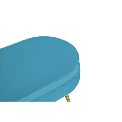 Oval ottoman made of blue velvet