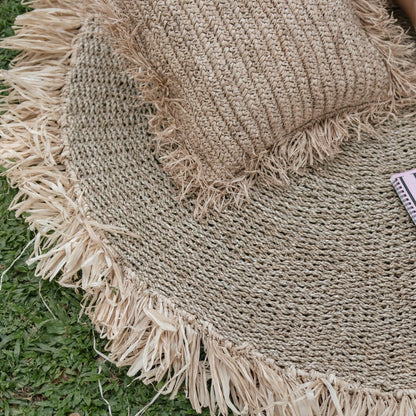 Rond Zeegras Vloerkleed Tapijt 100 120 Cm DASA Met Kwastjes