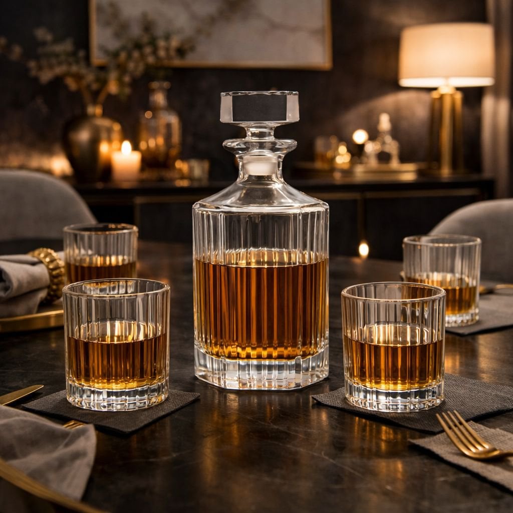 Whisky set karaf 850ml met 4 glazen 300ml