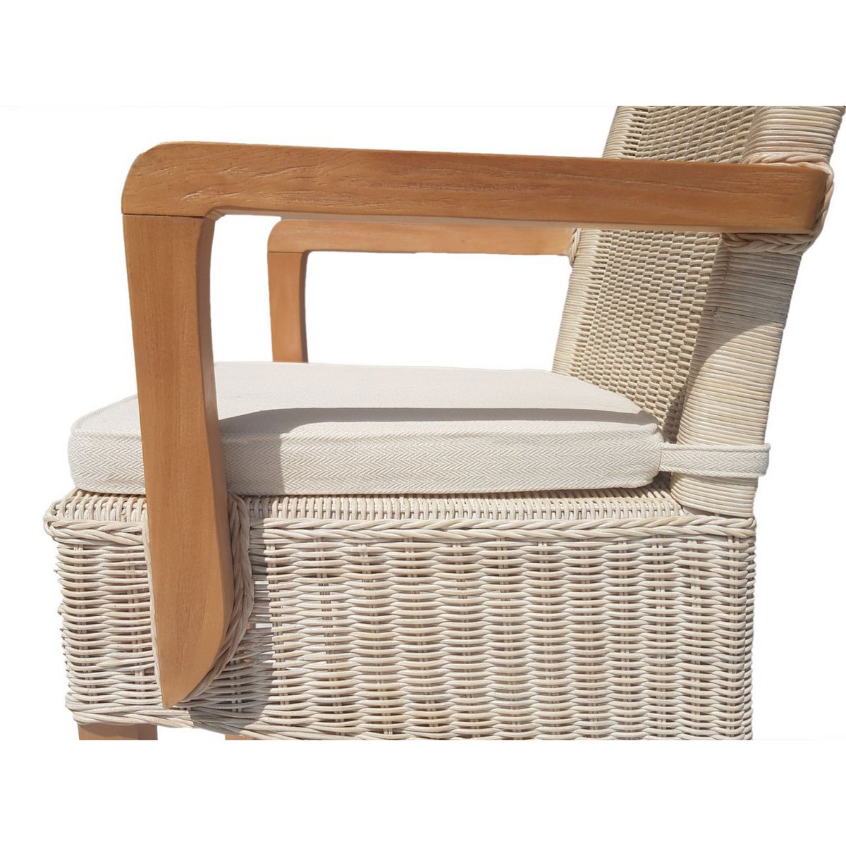 Eetkamerstoelen Set Van 2 Met Armleuningen Rattan Wit Perth