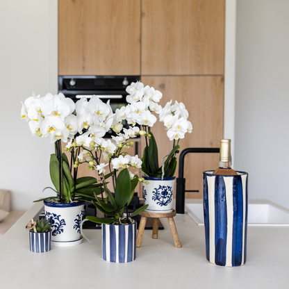 Malaga Sierpot Keramiek Ø12 cm – Blauw met Porselein-look