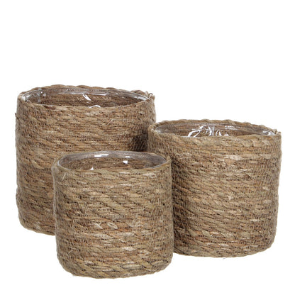 Plantenmand set zeegras lichtbruin 3 stuks