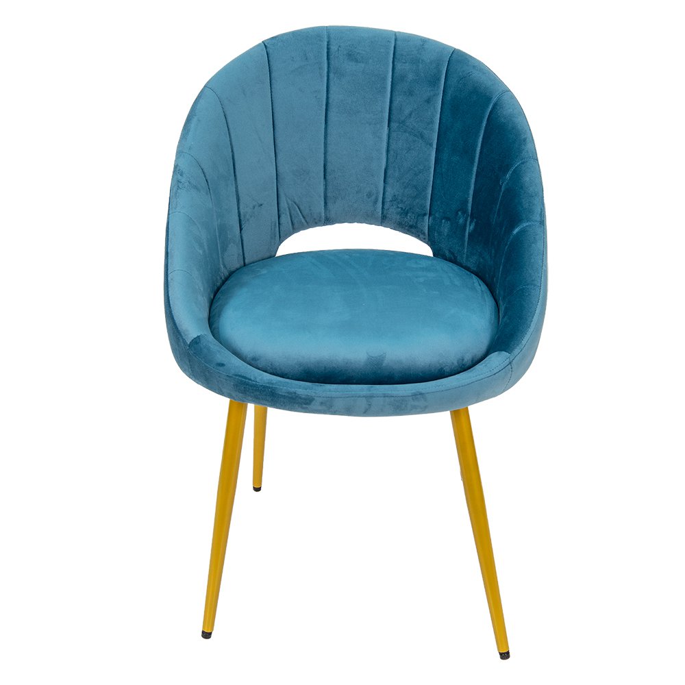 Eetkamerstoel 65x58x85 cm blauw metaal goud fluweel