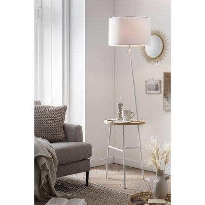 Vloerlamp met houten dienblad en E27 fitting