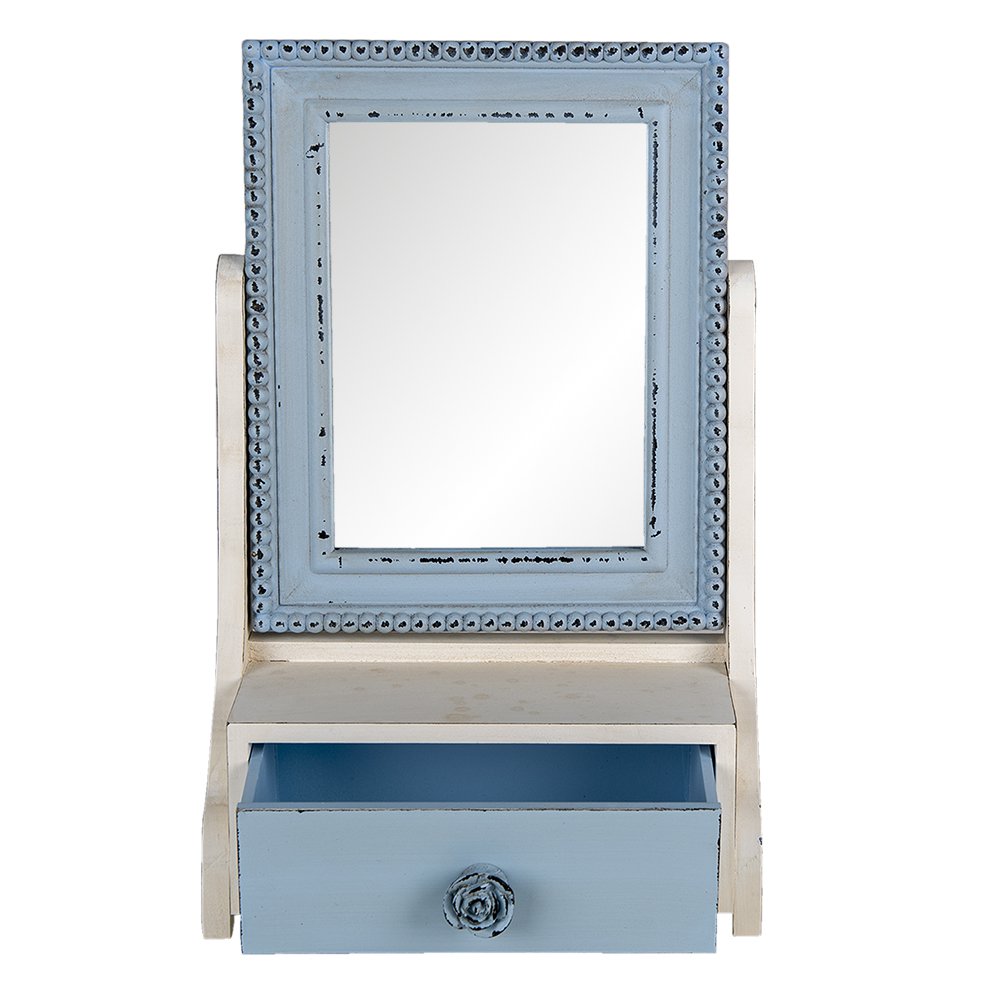 Staande spiegel 25x38 cm blauw MDF met lade