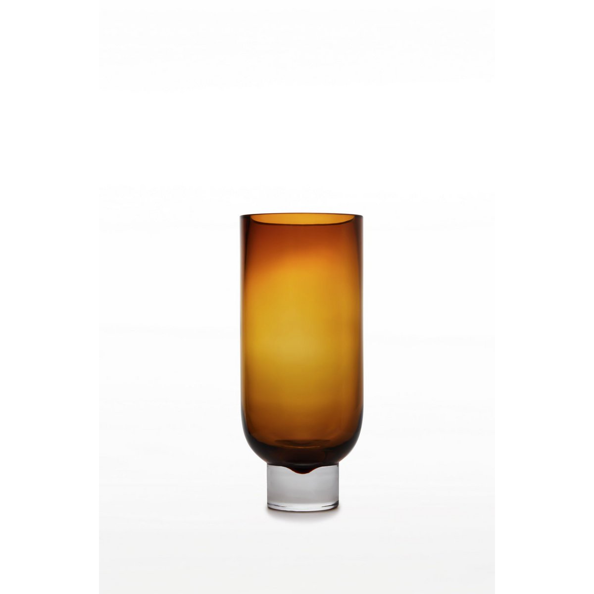 Moderne Luxe Cilindervormige Vaas Met Voet Amberkleur