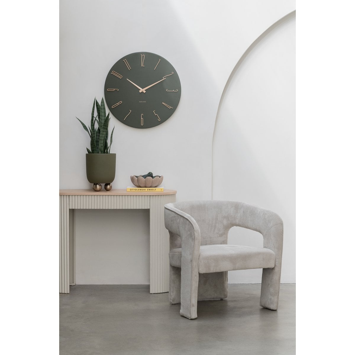 Wandklok 60 cm groen metaal