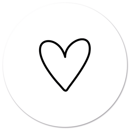 Wall circle drawn heart white