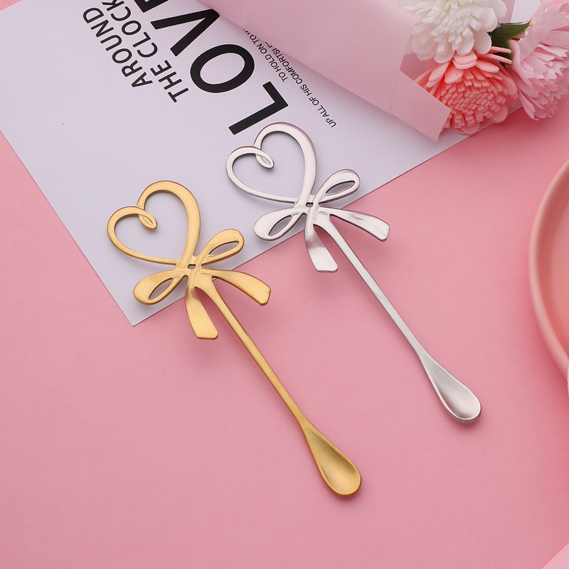 Theelepels set van 2 goud roestvrij staal 14 cm