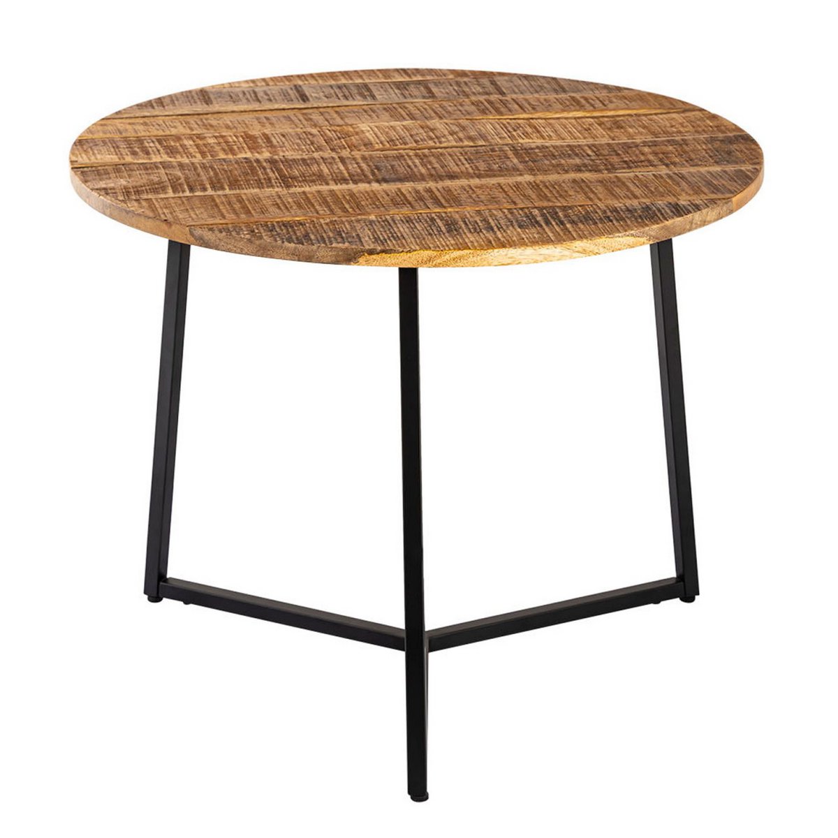 Salontafel Zijtafel Vast Hout 56 Cm Metalen Frame Zwart