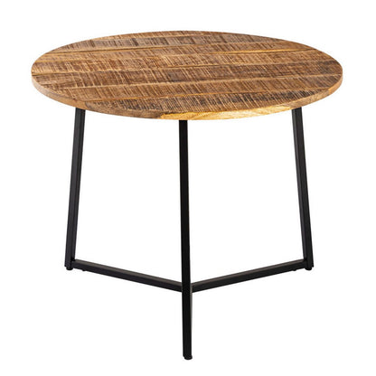 Salontafel Zijtafel Vast Hout 56 Cm Metalen Frame Zwart